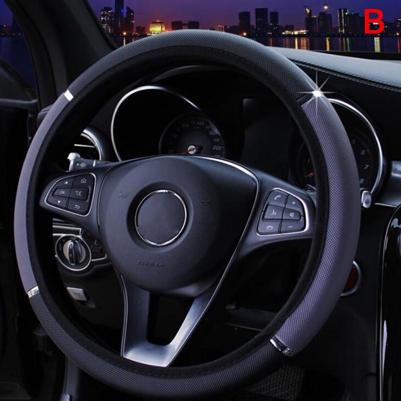 Универсальный 15" 38см кожаный чехол на руль автомобиля с защитой от скольжения