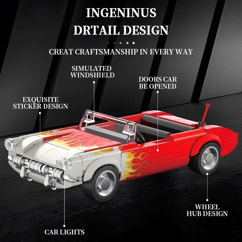 249 деталей Ретро кабриолет C1 Строительные блоки Пламя Классические модели автомобилей Кирпичики-транспорт Идея Настольный дисплей Детские DIY игрушки Подарки