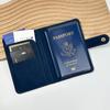 Leather Passport Protection Set with Edge-Bound PU Holder and Document Storage Bag