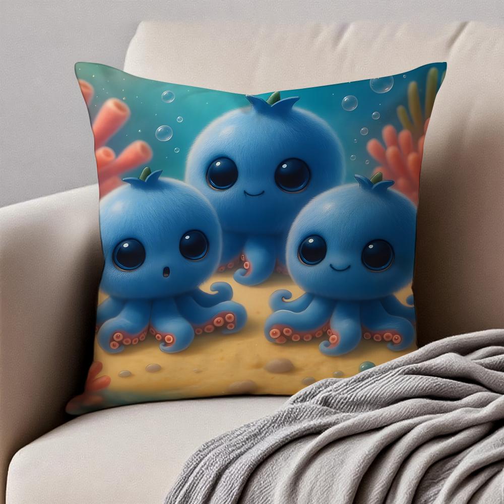 Funny italian brainrot create animals Cushion Cover Pillowcase Antidustmite Invisible Zipper Short Plush Sofa Cushion