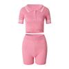 Women's Cotton Casual Outfits Crewneck Short Sleeve 2 Piece Short Set Pajamas