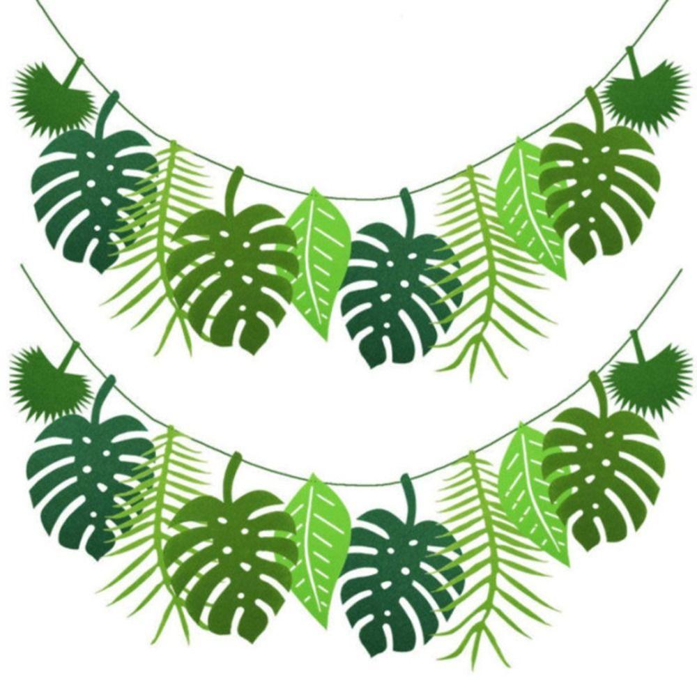 Cartoon Pineapple Turtle Leaves Banners Handmade Hawaii Party Banner Creative Leaf Flag  Birthday