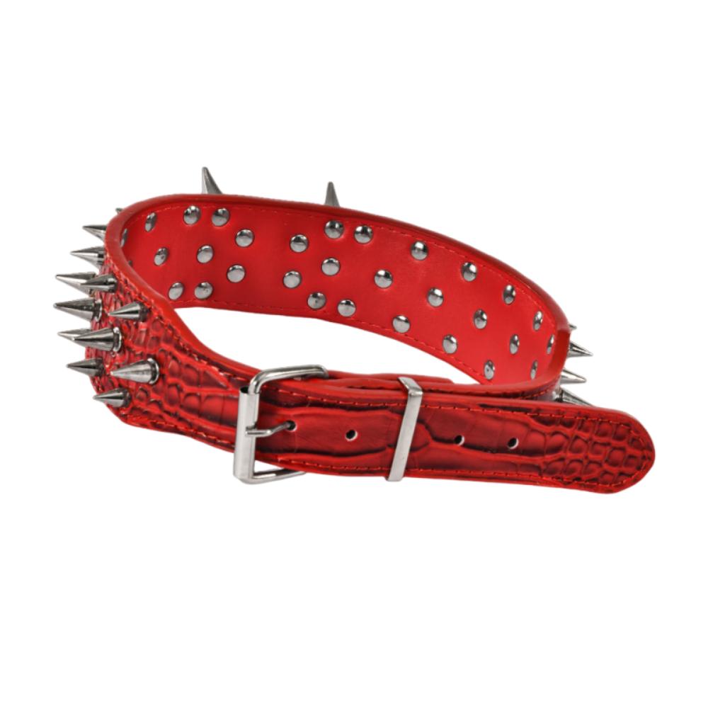 Anti-bite Spiked Dog Collars Adjustable Heavy Duty PU Leather Pet Necklace Anti-Chew Widen Dog Neck Collar Outdoor Dog Walking