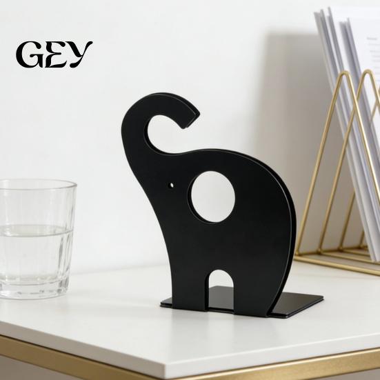 Thick Metal Bookend Creative Elephant Bookends, Book Holder for Kids Students, Heavy Duty Non-Slip Desktop File Organizer Home Office Decor Student
