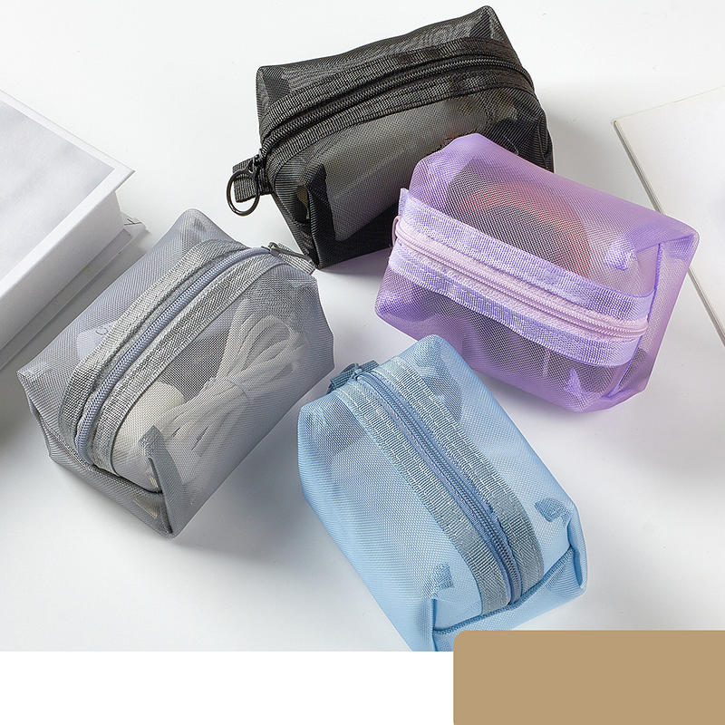 Mesh Storage Bag, Mini Portable Bag, Headphone Storage Bag, Data Cable Storage Box, Portable Lipstick Zipper Bag