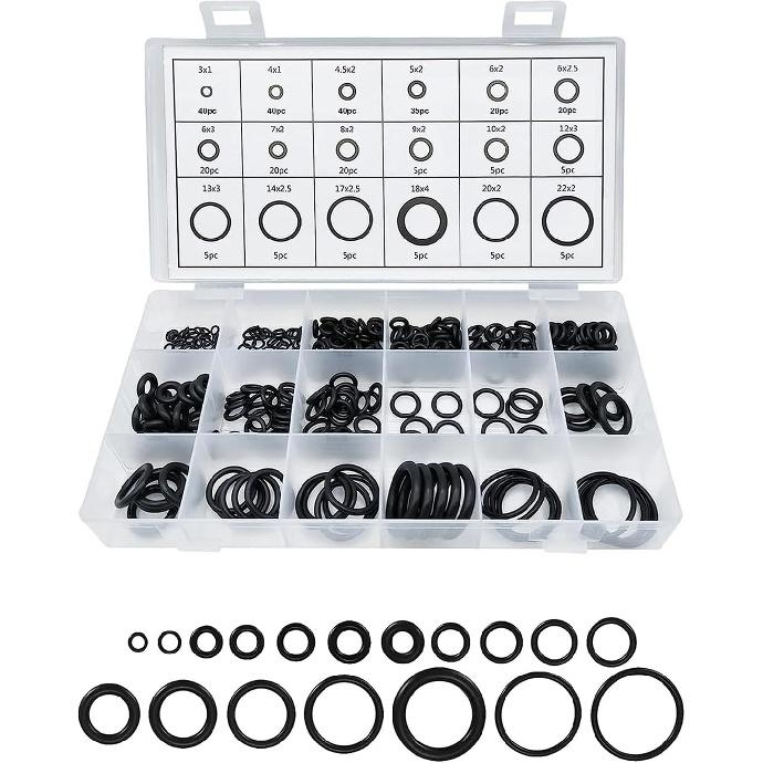 300 PCS O Ring Assortment Kit Set, 18 Sizes High Pressure High Temperature Resistant Nitrile Rubber Ring Repair Kit, Professional Gasket A/C System