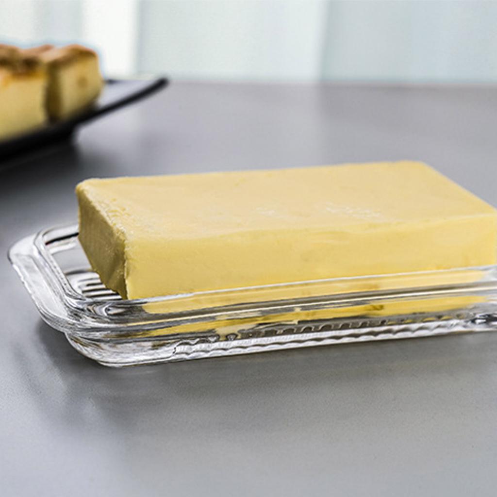Стеклянная масленка с крышкой Контейнер для сливочного масла для столешницы Многоцелевая Поднос-миска для хранения Подачи Десертов