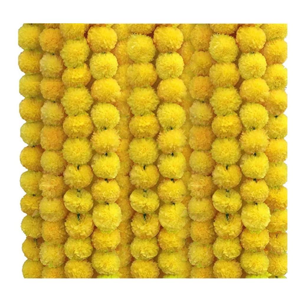 10 Pcs Indian Handmade Artificial Marigold Garland Flowers for Decoration Long for Door Decoration Toran Genda Phool for Wedding