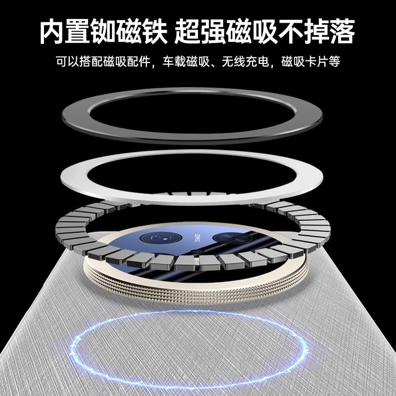Применимо к Huawei mate70pro простой кожаный магнитный чехол для мобильного телефона золотая нить серебряный парчовый MATE60P линза противоударный защитный чехол