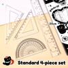 4-Piece Set Transparent Plastic Rulers Straight Rulers Protractors Set Square Kawaii School Stationery Kid Math Stationery