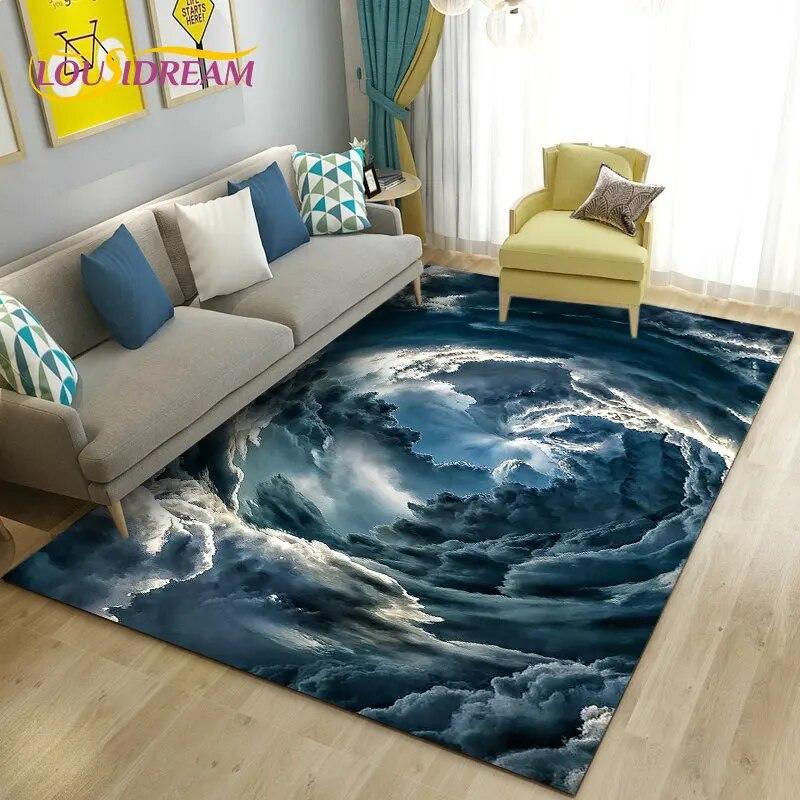 3D Dream Natural Tornado Cloud Area Ковер, Коврик для гостиной, Спальни, Дивана, Коврик для украшения, Детские игры, Нескользящий напольный коврик