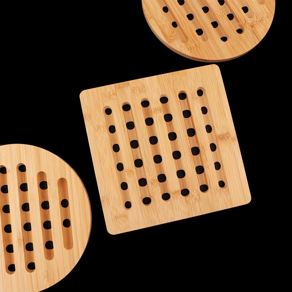 Hollow Eco-friendly Bamboo Natural Heat Resistant Dishes Holder Pot Trivet Pan Stand Insulation Mat