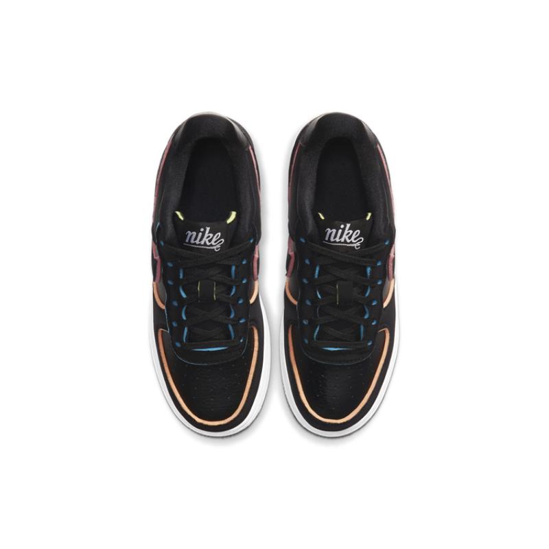 Nike Кроссовки Air Force 1 Low Черно-розовые с неоново-желтым акцентом GS CD7406-001