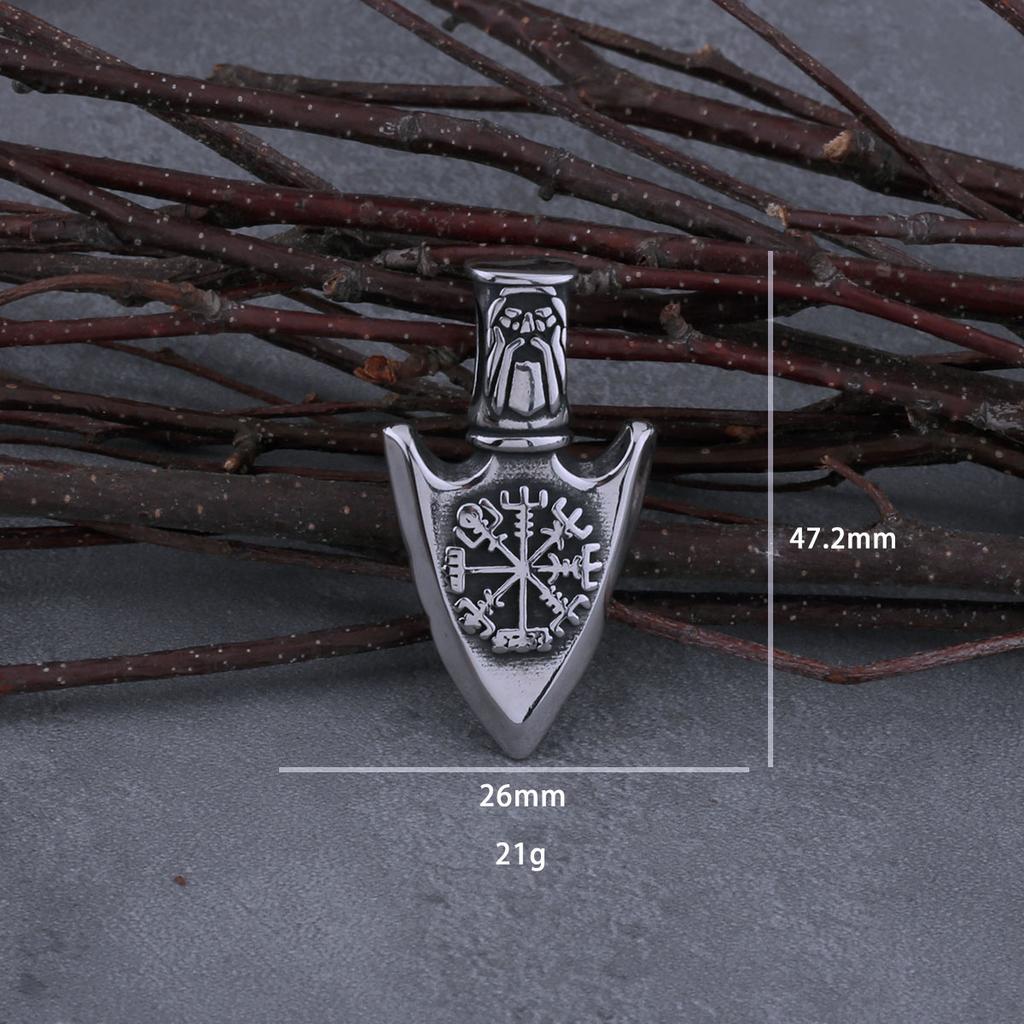Vintage Viking Vegvisir Compass Rune Spear Necklace Stainless Steel Men's Charm Odin Valknut Amulet Pendant Fashion Jewelry