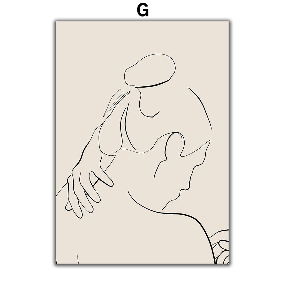 Abstrat Girl Lines Succulents Leaf Minimalist Wall Art Canvas Posters PaintingAnd Prints Wall Pictures For Living Room Decor