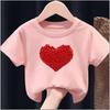 Children Short Sleeve Tops Funny Heart Shaped Design Tshirt Girls Spring Party Dresses Kid Lovely Tees Girl Clothes