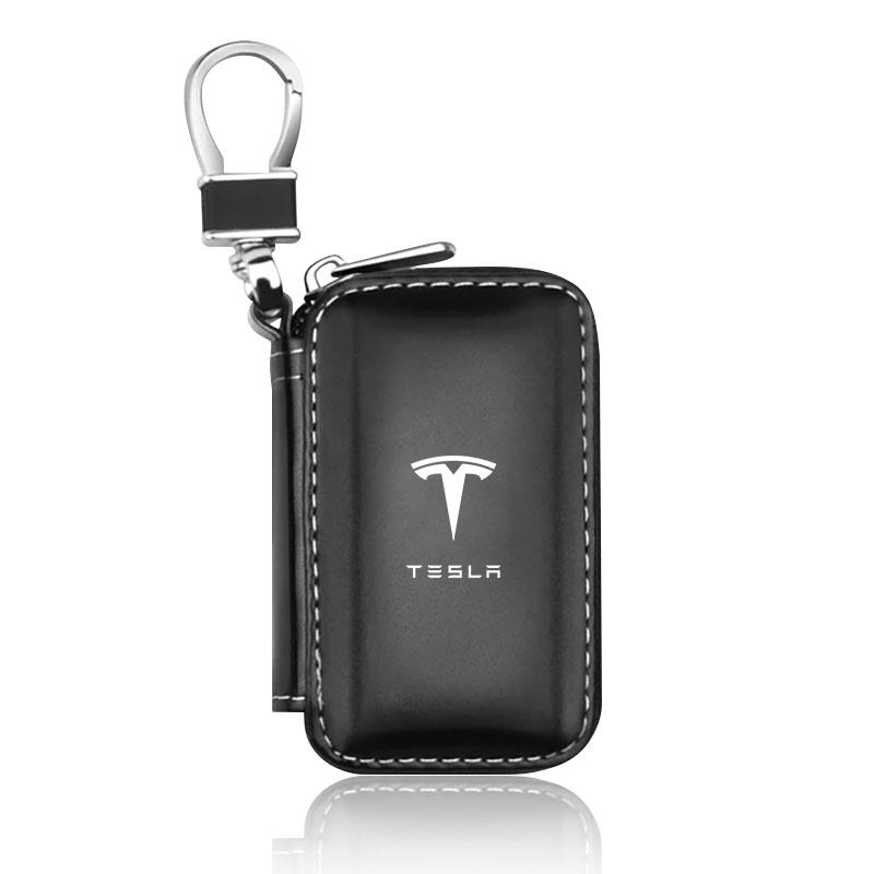 1 шт. Кожаный автомобильный брелок для ключей с эмблемой, чехол на молнии для ключей, сумка для ключей для Tesla Model S Model X Model Y Model 3 Roadster SpaceX Аксессуар