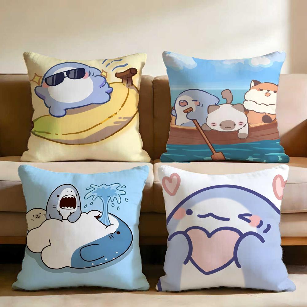 F-Fat S-Shark Cushion Cover Home & Car Multi-Scene Pillow Cover - Reversible, Soft & Durable for Daily Use
