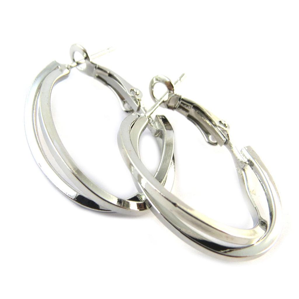 Les Trésors De Lily [N7240] - Silver 'Choreography' Hoop Earrings - 28x23 Mm