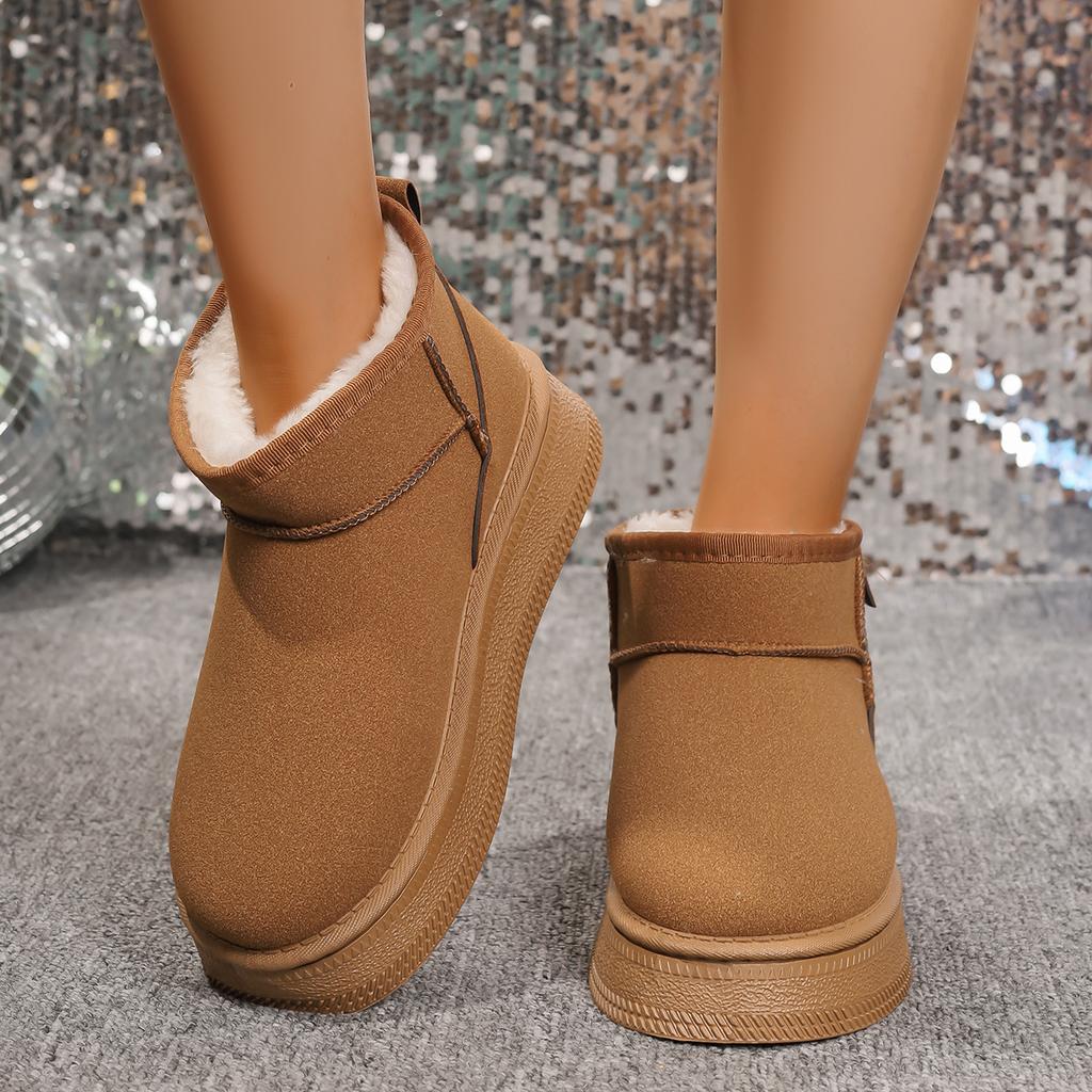 Women Snow Boots for Solid Platform Artificail Suede Boots Autumn Winter Warm Shoes Boats Large Size 44 Slip On Cotton Shoes