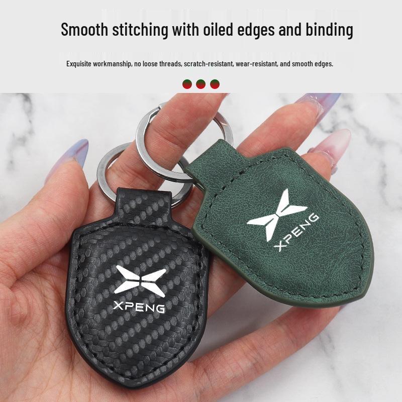 Carbon Fiber Leather Car Keychain for Xiaopeng P7, G9, G3i, P5, G7 - Pendant Buckle for Men and Women