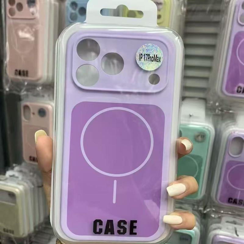 iPhone 17 Pro Max Liquid Silicone Magnetic Color-blocking Thin Protective Case