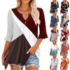 3/4 Sleeve Tops For Women Casual Ruffle V Neck T Shirts  Work Blouses Dressy Tunic Tops