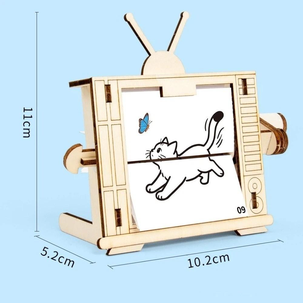 Educational STEM Science Toy Wooden DIY Assembly Toy Hand Cranked Animation Machine For Children