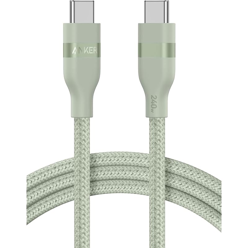 Anker USB-C & Cable (1.8m, 240W, Highly Durable Nylon) USB PD Compatible MacBook Pro iPhone Galaxy iPad Pro/Air Various Support Green