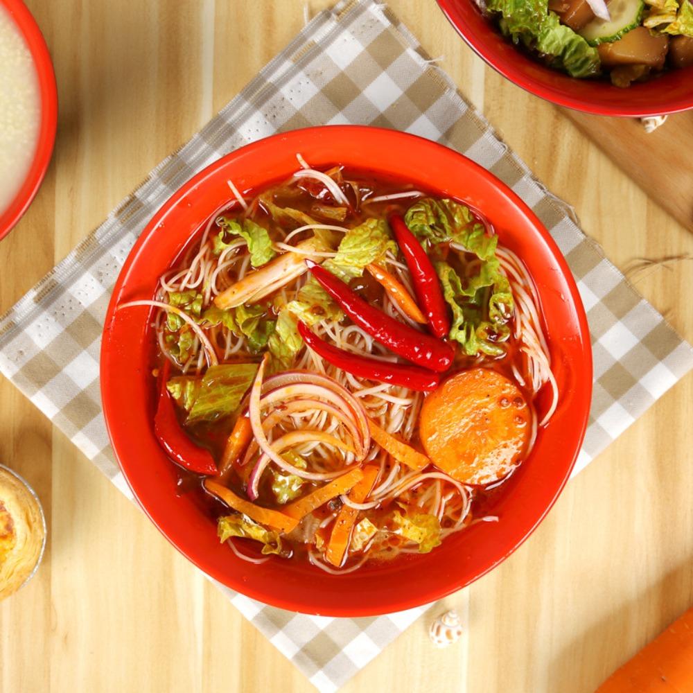 Красно-черная миска для рамена, меламиновая суповая миска, столовая посуда, фруктовая салатница, реклама