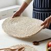 T02C!Плетеные подставки под тарелки из кукурузной соломы, очень толстые подставки под стаканы, натуральная ручная работа, плетеный коврик для стола, изоляционная, многоразовая подкладка