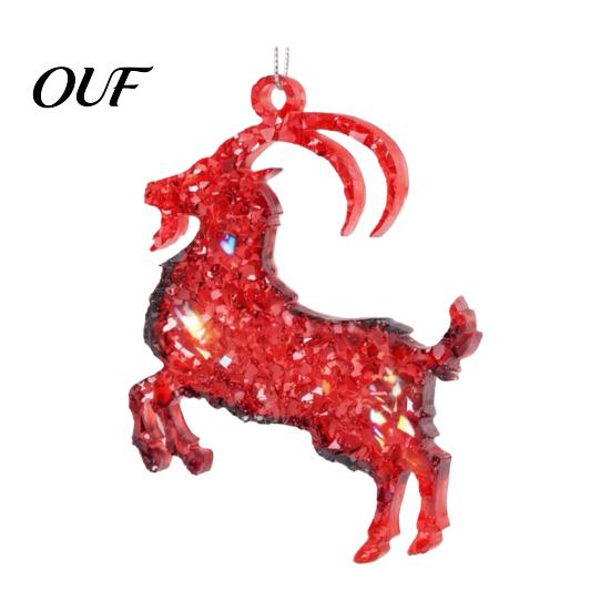 Hanging Decorations for Home Goat Christmas Tree Ornaments, Decorative 2D Flat Acrylic Party Supplies Pendant Holiday Decor, Lightweight Festive Decor