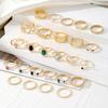 26 шт. кольца с бриллиантами, роскошный комплект колец с жемчугом, комбинированные кольца с зелеными драгоценными камнями, кольца с открытым концом для девочек, аксессуары для ужина
