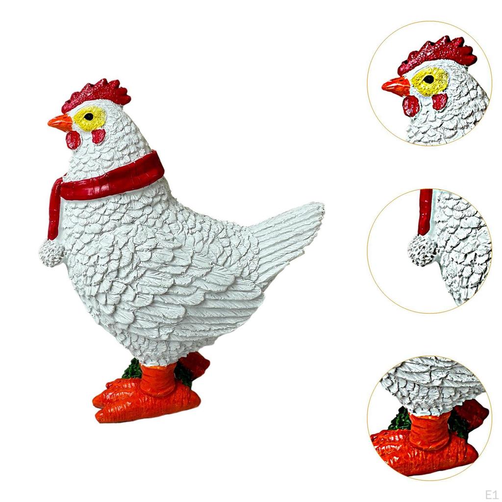 Christmas Chicken Statue Yard Decoration Crafts Resin Creative Animal Figurine,Garden Sculpture for