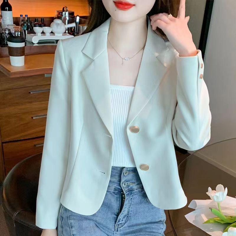 2024 Women's Petite Casual Blazer - Autumn French Style, Slim Fit, Long Sleeve