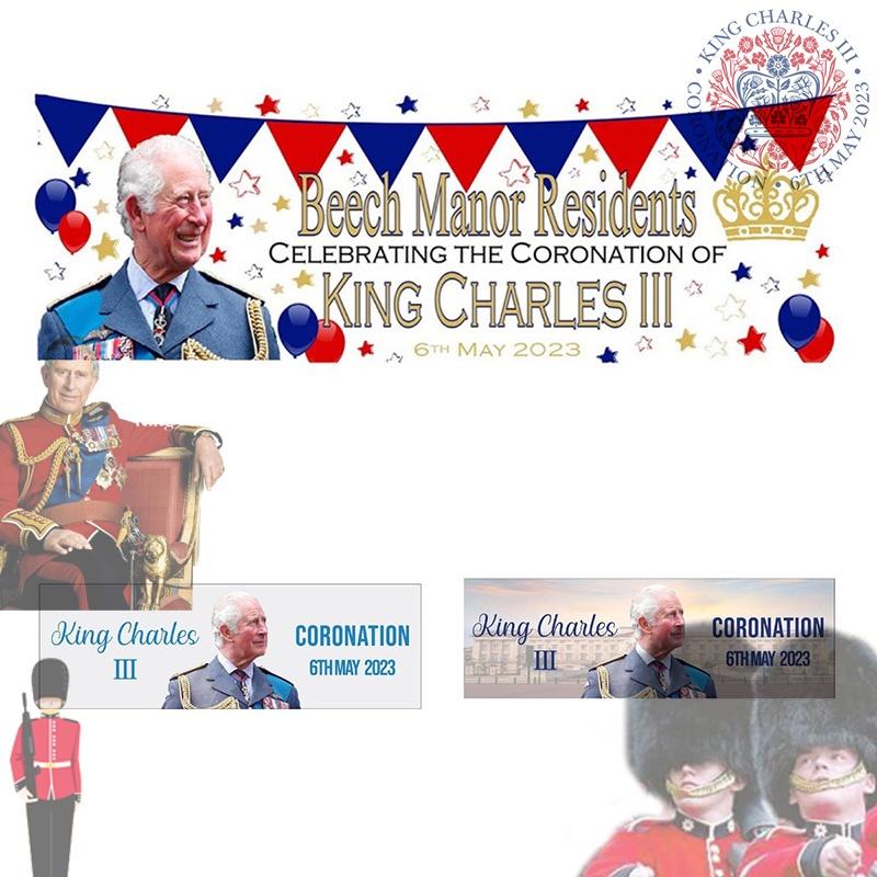 King Charles Iii Coronation Flag Premium Polyester Fabric 50x150cm