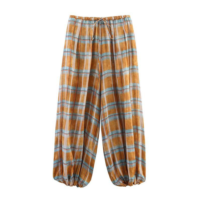 Kaslead New Women Clothes Western Style Fashion Simple and Versatile Plaid Bloomers 8369034 615