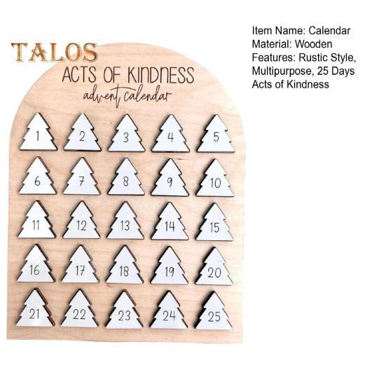 Деревянный рождественский адвент-календарь Акты доброты Адвент-календарь Рождественская елка 25-дневный обратный отсчет календарь для детей Взрослые Доброта Испытания