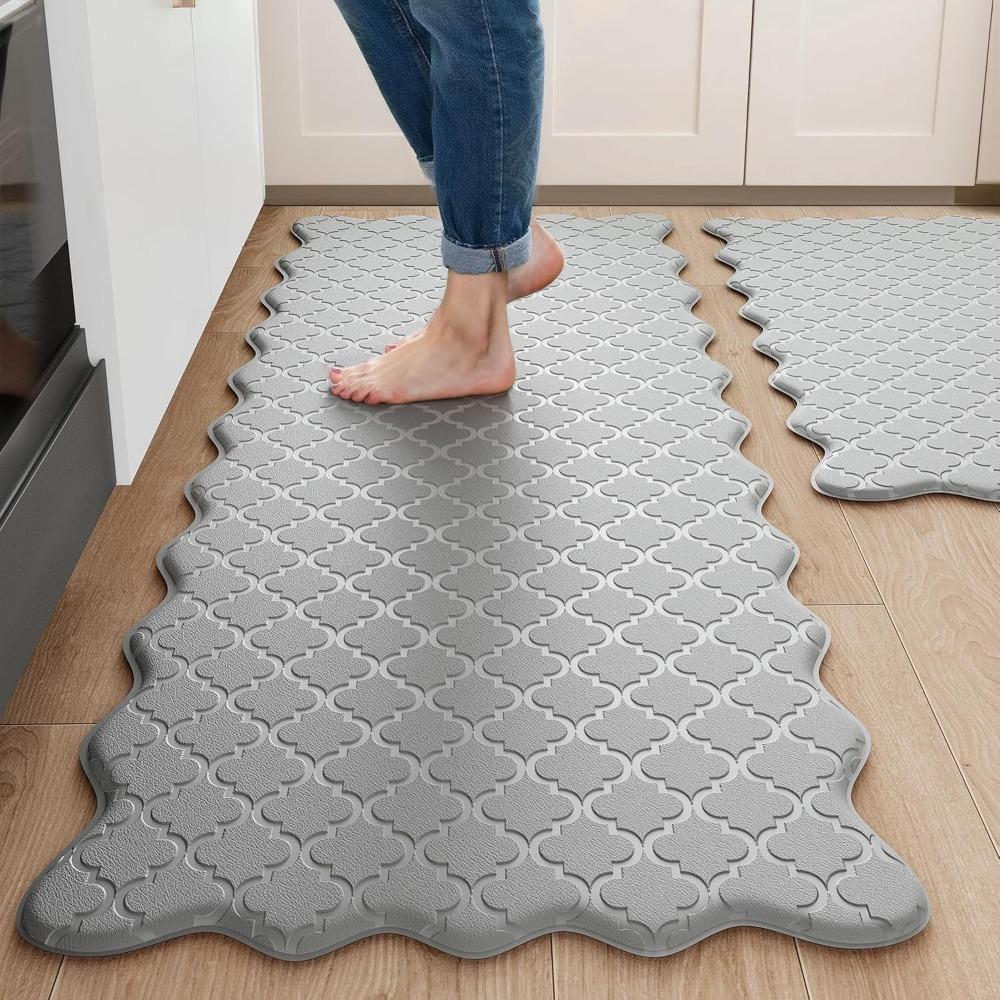 Wear-resistant Kitchen Rug Thickened Door Mat Comfortable Scalloped Embossed Kitchen Mat Office