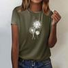 Женская модная повседневная футболка с коротким рукавом и круглым вырезом с принтом, топ