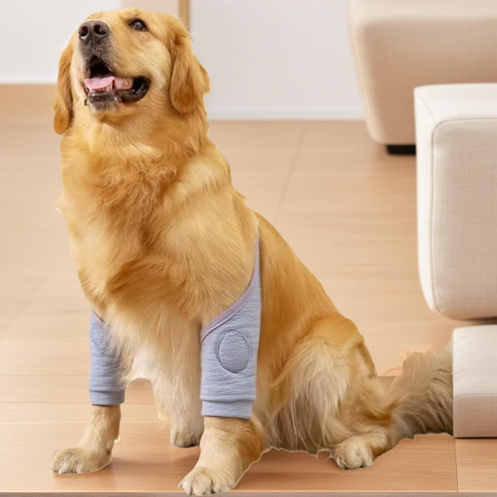 Dog Elbow Pads, Elbow Pads for Small, Medium and Large Dogs with Mesh Cushions. Used to Aid Wound Healing and Prevent Licking (Gray, 35-40 kg).