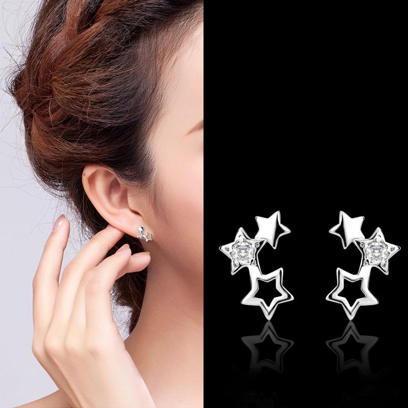 Новый продукт Серьги с полыми углами в форме пяти звезд для женщин Серьги для темперамента Серьги с имитацией циркония