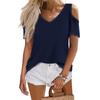 Женская летняя модная повседневная однотонная футболка с v-образным вырезом и коротким рукавом, топ