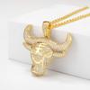 Explosive Hip -Hop Pendant Micro -Inlaid Zircon Bull Head Trendy Personality Necklace Jewelry 