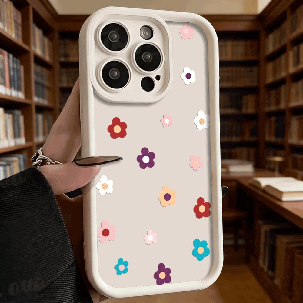 Минималистичный цветной цветочный чехол из мягкого ТПУ для iPhone 17 16 15 14 13 12 11 Pro Max Plus Ударопрочный противоскользящий чехол