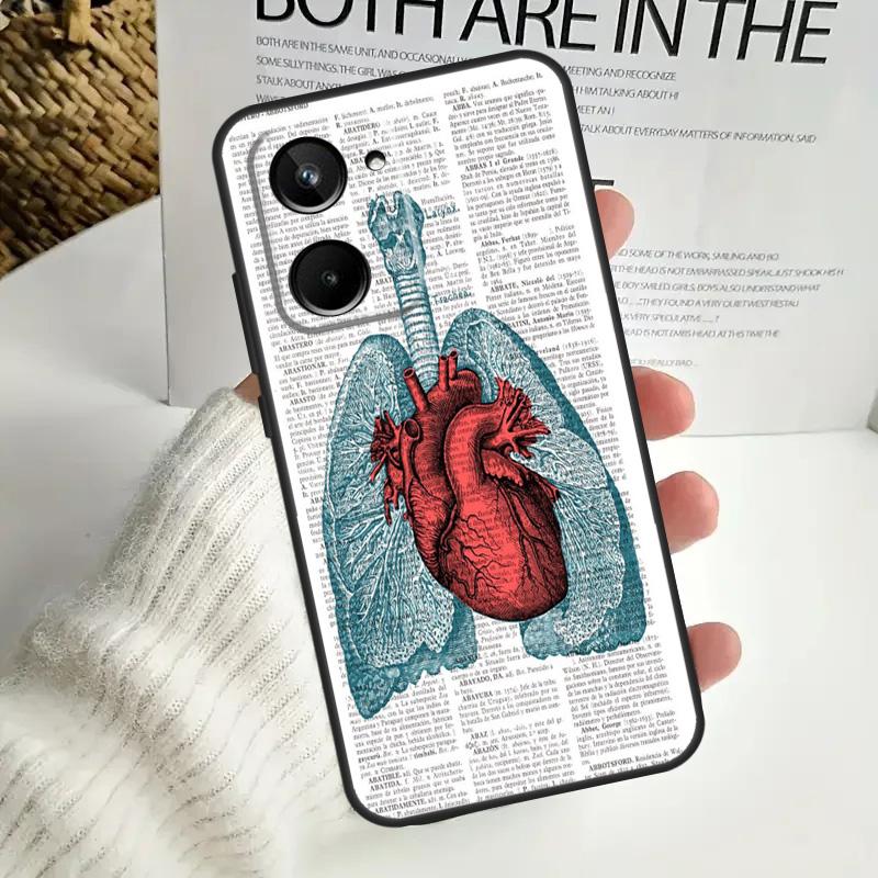 Anatomical Heart Anatomy Case For Realme C67 C55 C53 C51 C35 C33 C31 C30 C25s C21Y GT Neo 5 GT5 9 10 11 12 Pro Plus