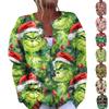 Women's Fashion Christmas Printed Long Sleeve Knitted Cardigan Button Down Jacket