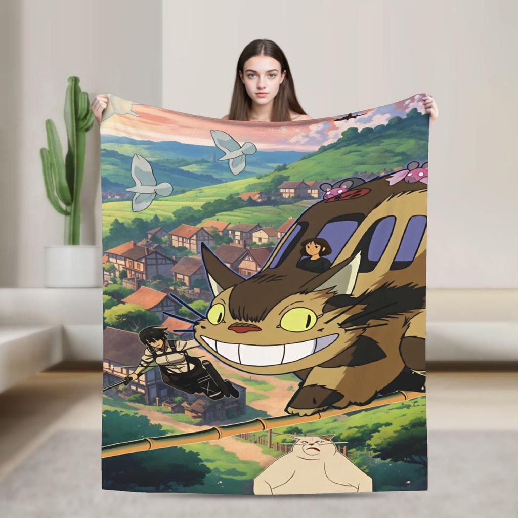 Totoro Blanket Travel Flannel Bedding Throws For Living Room Soft Custom Quality Bedspread Gift Idea