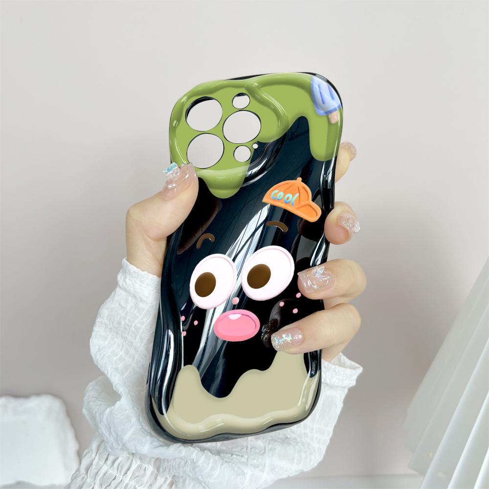 Мультяшный узор, кремовая текстура, мягкий силиконовый чехол с волнистыми краями, чехол для телефона IPhone Samsung Huawei Honor Xiaomi Redmi OPPO Realme Vivo Infinix