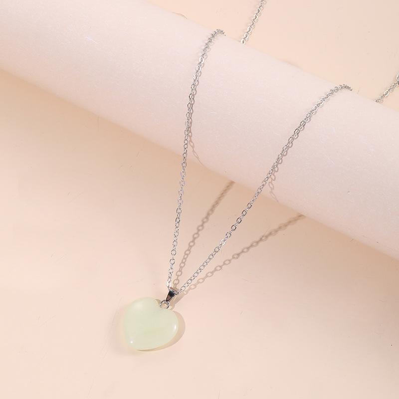 JWER New Simple Luminous Necklace Glowing Night Round Star Heart Pendant Glow In The Dark Necklace for Men Women Hallowen Gifts
